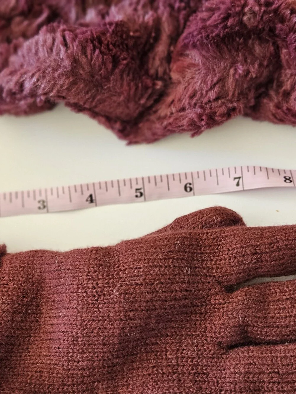 Women's Burgundy Faux-Fur Winter Scarf, Headband & Gloves Set Made By Avon
